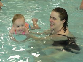 June 14/08 - Isabel and mommy swimming